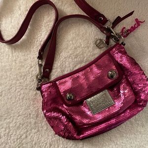 Coach poppy pink sequin purse